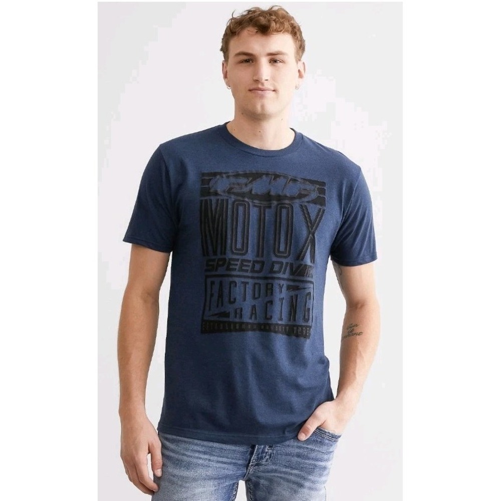 NWOT FMF Racing Holeshot T-Shirt Blue Black MX BKE‎ Motocross BMX Men L